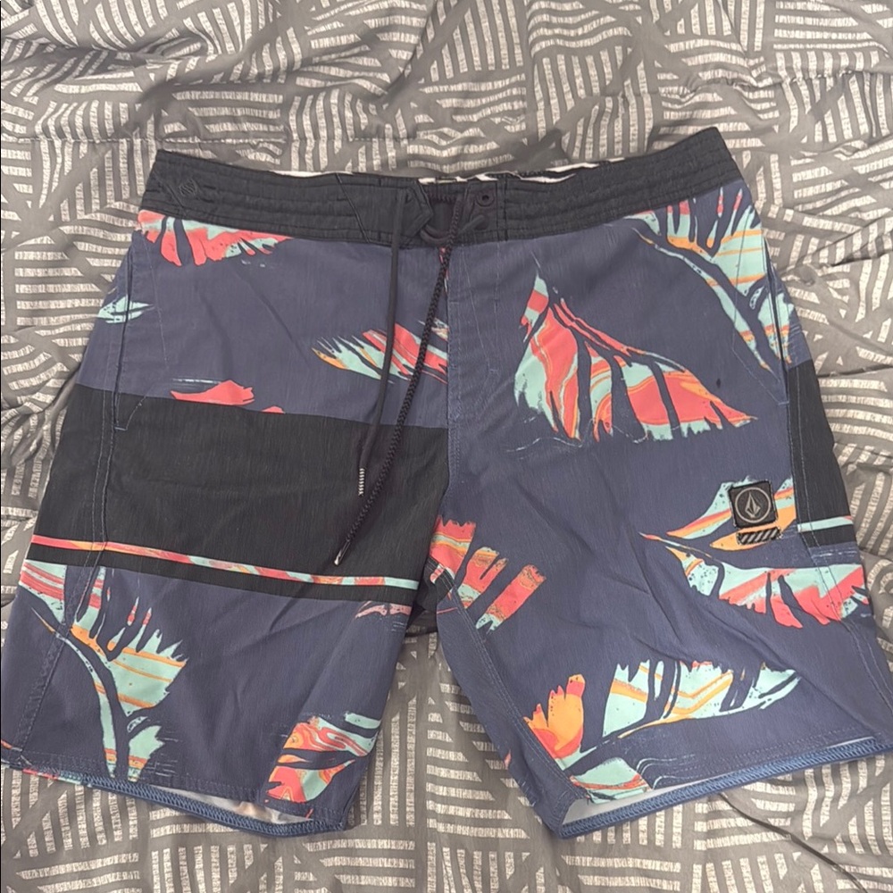 Volcom Blue and Black Board Shorts Swimwear